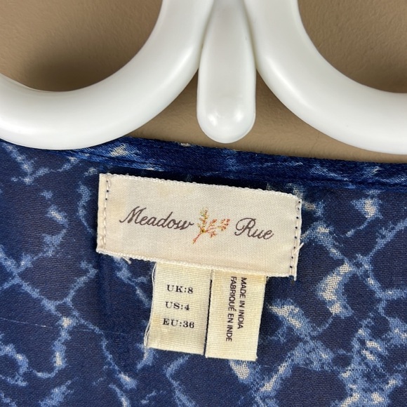 Anthropologie Meadow Rue Blue & White Bohemian Belted Dress - Picture 6 of 11